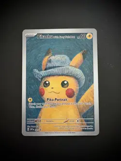 Pikachu with Grey Felt Hat 'CUSTOM MADE' Van Gogh Pokemon Promo Card - Image 2