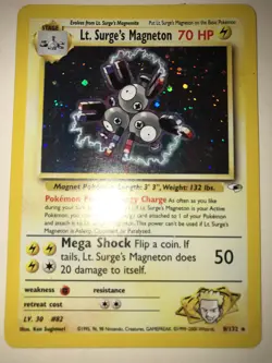 (Unlimited) Pokemon LT. SURGE'S MAGNETON Card GYM HEROES Set 8/132 Holo HP - Image 1