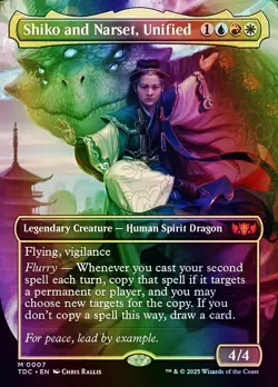 Shiko and Narset, Unified (Borderless) Commander: Tarkir:Dragonstorm NM MTG Foil - Image 1