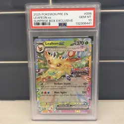 PSA 10 Leafeon ex #006 Pokemon Prismatic Evolution Stamp Surprise Box Exclusive - Image 1