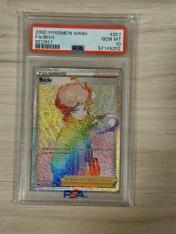 PSA 10 Gem Mint Bede FA Secret SR Pokemon 2020 Sword and Shield 207/202 - Image 1