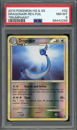 PSA 8 Dragonair HeartGold & SoulSilver Triumphant 32/102 Reverse Pokemon CardB22 - Image 1