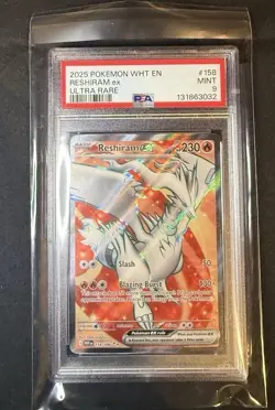 2025 Pokemon White Flare #158 Reshiram EX Ultra Rare PSA 9 MINT - Image 1