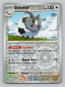 Reverse Holo Dubwool #125/142 Uncommon SV07: Stellar Crown Pokemon - Image 1
