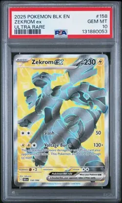 2025 Pokemon Zekrom ex 158/086 Black Bolt Ultra Rare PSA 10 Gem Mint - Image 1