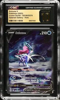 CGC 10 PRISTINE Suicune V GG38/GG70 Crown Zenith Galarian Gallery Pokemon - Image 1