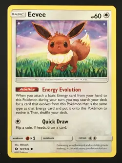 Pokemon TCG Eevee 101/149 Sun & Moon Base Set Regular Common LP - Image 1