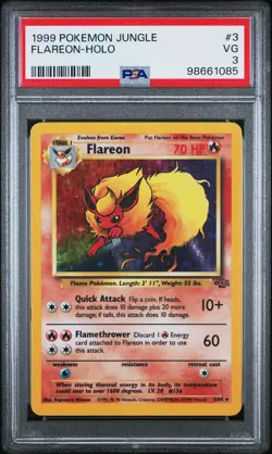 1999 Pokemon Jungle Flareon #3 PSA 3 - Image 1