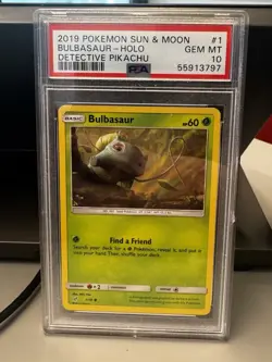Bulbasaur (Holo Common) 1/18 Detective Pikachu Holo PSA 10 Pokemon graded Card - Image 1