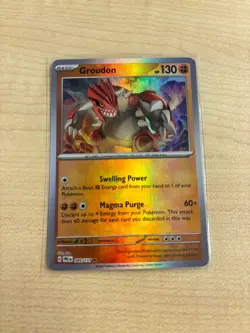 Pokemon Groudon Pokeball Reverse Holo Card 049/131 Prismatic Evolutions TCG Rare - Image 1