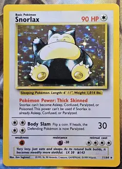 Pokemon Cards: Jungle Rare Holo: Snorlax 11/64 No Symbol Error - LP - Image 1