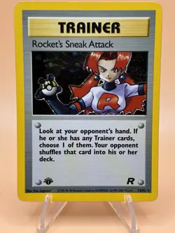 Rockets Sneak Attack 16/82 Holo 1st Edition Team Rocket Pokemon TCG LP - Image 1