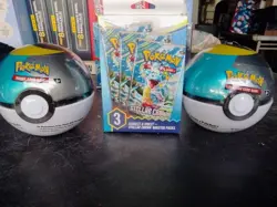 Pokemon Scarlet Violet Stellar Crown (3) Booster Packs Plus: (2) Poke Balls W/6 - Image 1