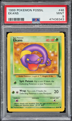 EKANS 1999 Pokemon Fossil #46 PSA 9 Mint - Image 1