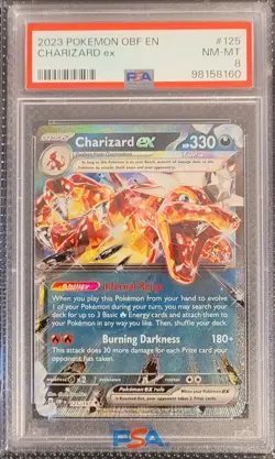 2023 Pokemon OBF EN Charizard ex #125 PSA 8 - Image 1