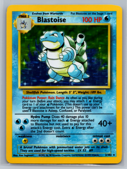 Pokemon TCG Blastoise Base Set 2/102 Holo Unlimited Holo Rare LP / NM - Image 1