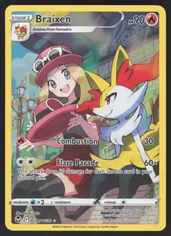 Braixen TG01/TG30 Ultra Rare Pokemon TCG Silver Tempest Trainer Gallery VLP - Image 1