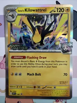 Iono's Kilowattrel 182 - Pokemon STAFF Prerelease Promo Journey Together Holo NM - Image 1