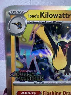 Iono's Kilowattrel 182 - Pokemon STAFF Prerelease Promo Journey Together Holo NM - Image 2