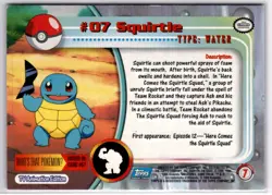 Squirtle #07 Topps TV Animation Edition Series 1 Trading Card 1999 EX Blue Label - Image 2