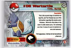 Wartortle #08 Non Holo 1999 Topps Blue Logo 1st Set Pokemon Cards - Image 2