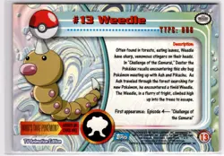 #13 WEEDLE Non Foil Blue Logo Pokemon Topps TV Animation Edition Card - Image 2