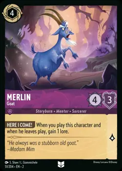 51/204 MERLIN GOAT RISE OF FLOODBORN UNCOMMON DISNEY LORCANA CARD - Image 1