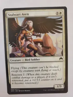 MTG Magic The Gathering Card Stalwart Aven Creature Bird Soldier White Origins - Image 1