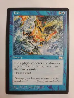 MTG Magic The Gathering Card Flux Blue Weatherlight 1997 Kane Ferguson Illustr - Image 1