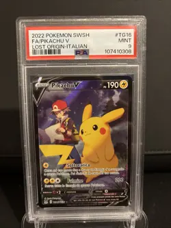 CARTA POKEMON PIKACHU V ORIGINE PERDUTA PSA 9 MINT ITA - Image 1