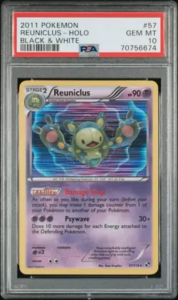 2011 POKEMON REUNICLUS HOLO BLACK & WHITE PSA #57 GEM MT 10 - Image 1