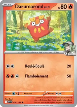 Carte Pokemon Darumarond de N 26/159 EV9 Aventures Ensemble FR NEUVE - Image 1
