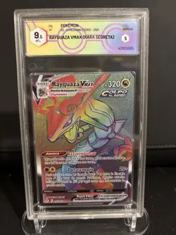 CARTA POKEMON RAYQUAZA VMAX EVOLUZIONI ETEREE 217 GRAAD 9,5 MT+ ITA - Image 1