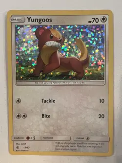 Pokemon Yungoos 12 McDonalds 2017 Promo Card 12/12 MP Holo Foil McDonald's - Image 1