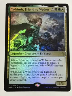 MTG War of the Spark Tolsimir, Friend to Wolves Foil 224/264 NM Rare - Image 1