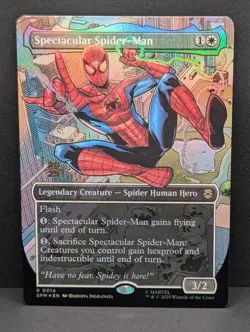 Spectacular Spider-Man Borderless PreRelease FOIL Marvel MTG Magic promo stamped - Image 1