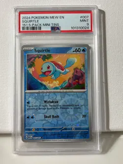 2024 POKEMON MEW EN-151 151 5-PACK MINI TIN #007 SQUIRTLE PSA 9 - Image 1