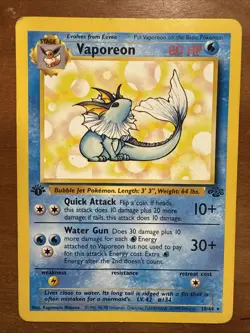 Vaporeon 28/64 Rare Jungle 1st Edition Non Holo Pokemon Card - Image 1