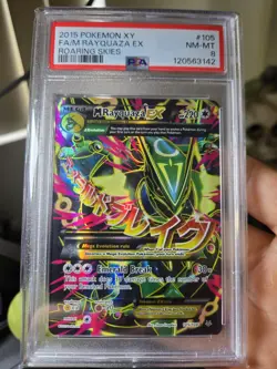 2015 POKEMON XY ROARING SKIES #105 FULL ART/M RAYQUAZA EX PSA 8 - Image 1