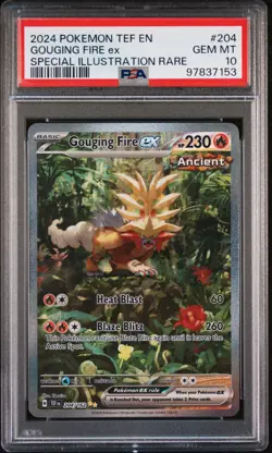 2024 Pokemon Temporal Forces Gouging Fire #204 PSA 10 #7153 - Image 1