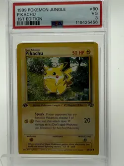 1999 Pokemon Jungle Pikachu 1st Edition #60 PSA 3 - Image 1