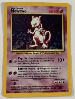 Pokemon TCG Mewtwo Base Set 10/102 Holo 1999-2000 Wizards Base Set MP - Image 1
