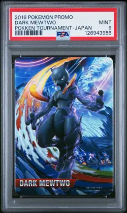 2016 POKEMON PROMO POKKEN TOURNAMENT JPN DARK MEWTWO PSA 9 - Image 1