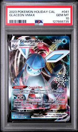 2023 POKEMON HOLIDAY CALENDAR #041 GLACEON VMAX PSA 10 - Image 1