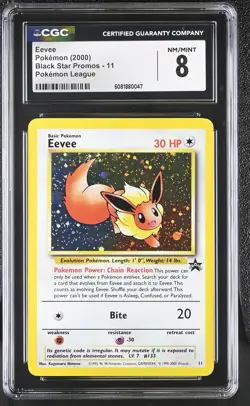 CGC 8 Eevee 2000 Black Star Promos 11 Holo Pokemon Card - Image 1