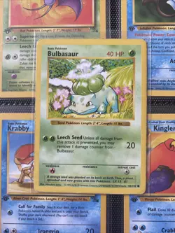 Pokemon TCG Bulbasaur Base Set 44/102 Shadowless Common WOTC 1999 Error Card - Image 1