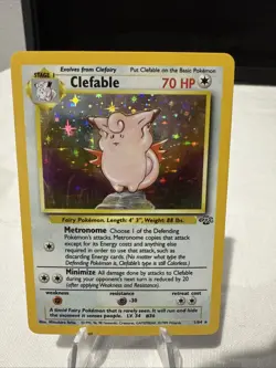 Pokemon TCG Clefable Holo Unlimited Rare Card Jungle Base Set 1/64 LP - Image 1