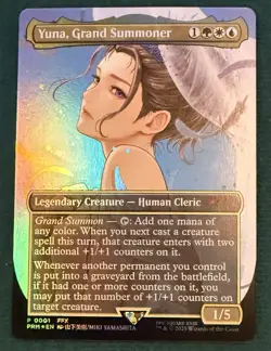 Yuna Grand Summoner Promo 0001 Final Fantasy MTG Borderless Foil Magic Gathering - Image 1