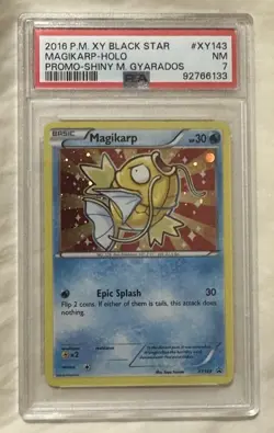 PSA 7 Magikarp 2016 Pokemon XY143 Promo Golden Shiny Holo Black Star - Image 1