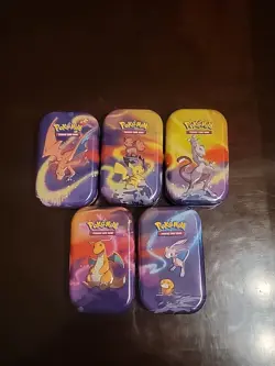 Complete Set of 5 EMPTY Pokemon Kanto Power Mini Tins Includes Art - Image 1